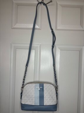 Michael Kors White and Blue Signature Crossbody